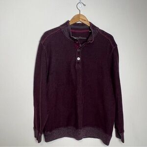 Tommy Bahama Men’s Ocean Mist Snap-Neck Pullover-Burgundy-size XL-100%Cotton